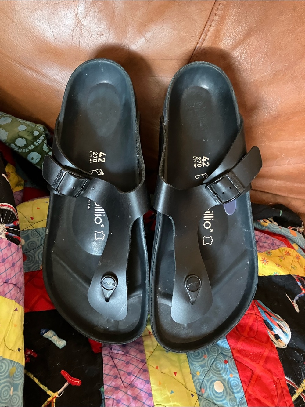Papillio Black Adjustable Toe-Post Sandals